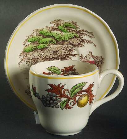 Fair Haven (Yellow Trim) Flat Demitasse Cup & Saucer Set
