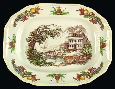 Fair Haven (Yellow Trim) 12" Oval Serving Platter