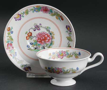 Famille Rose Footed Cup & Saucer Set