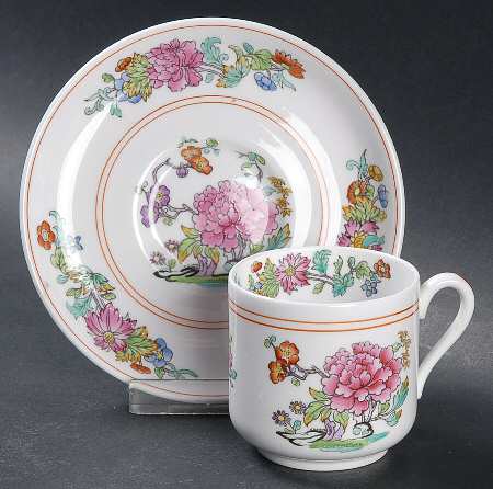 Famille Rose Flat Demitasse Cup & Saucer Set