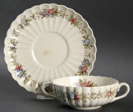 Felicity Footed Cream Soup Bowl & Saucer Set