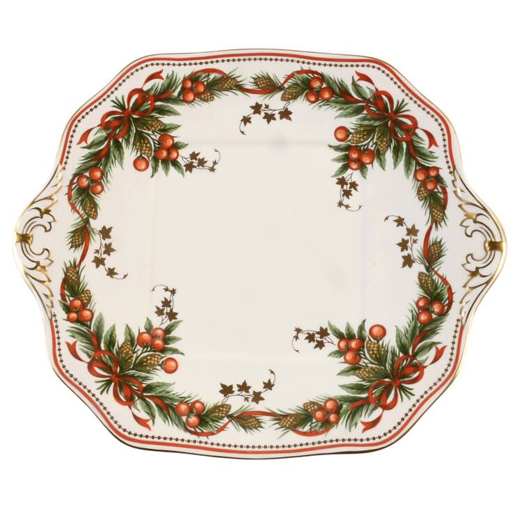 Festival Square Handled Cake Plate