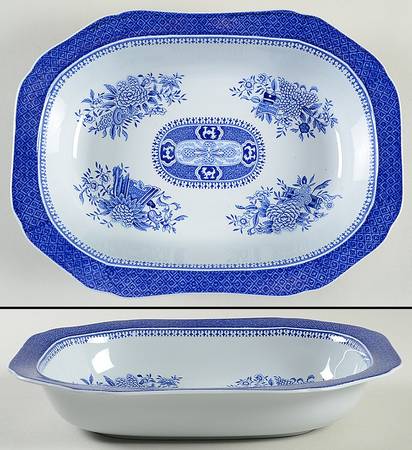 Fitzhugh Blue 9" Oval Vegetable Bowl