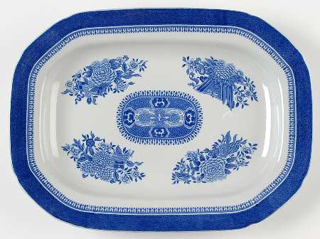 Fitzhugh Blue 13" Oval Serving Platter