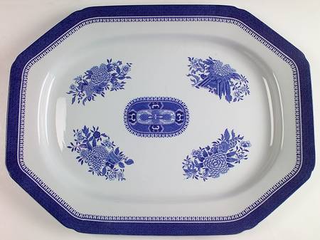 Fitzhugh Blue 19" Oval Serving Platter