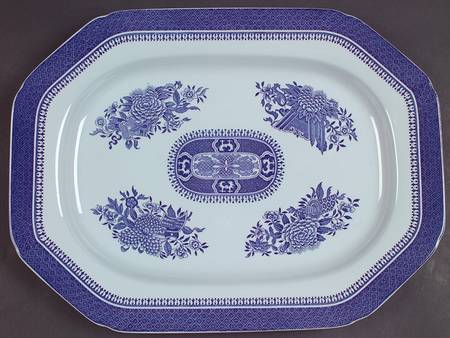 Fitzhugh Blue 14" Oval Serving Platter