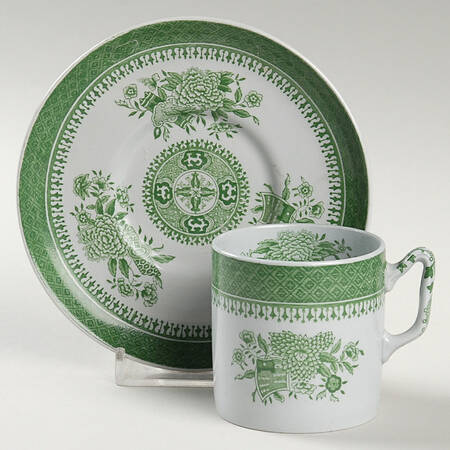 Fitzhugh Green Flat Demitasse Cup & Saucer Set