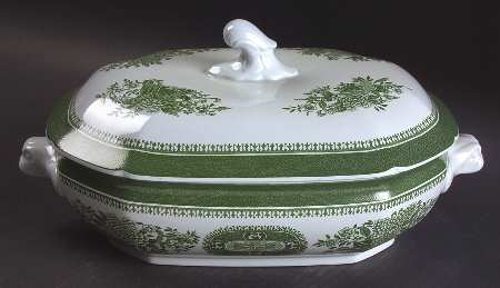 Fitzhugh Green Oval Covered Vegetable