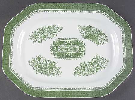 Fitzhugh Green 14" Oval Serving Platter