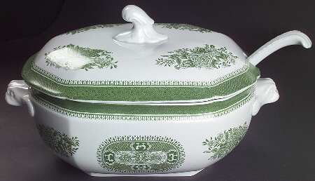 Fitzhugh Green Oval Tureen & Lid and Ladle