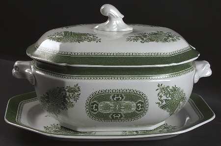 Fitzhugh Green Oval Tureen & Lid with Underplate