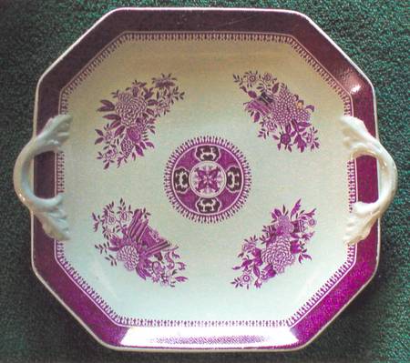 Fitzhugh Plum Octagonal Handled Cake Plate