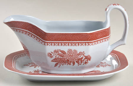 Fitzhugh Red Gravy Boat & Underplate/Relish