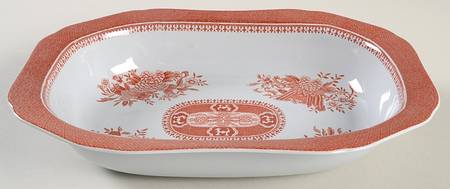 Fitzhugh Red 9" Oval Vegetable Bowl