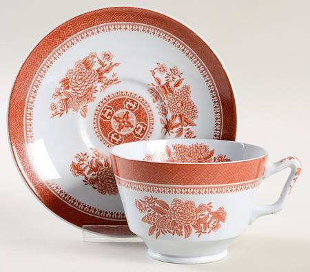 Fitzhugh Red London Shape Oversized Cup & Saucer Set