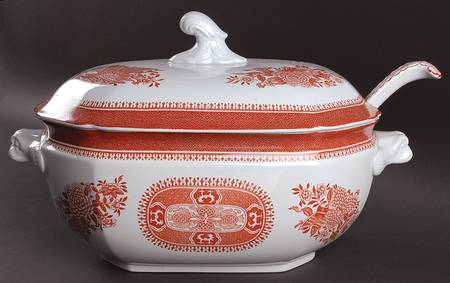 Fitzhugh Red Tureen & Lid w/Ladle