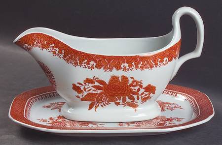 Fitzhugh Red Gravy Boat & Underplate/Relish