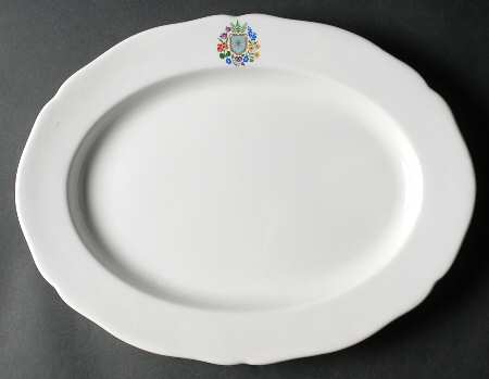 Floral Armorial 14" Oval Serving Platter