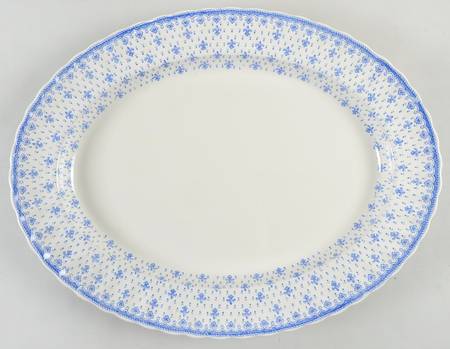 Fleur de Lys Blue (Earthenware, No Trim) 19" Oval Serving Platter