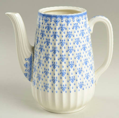 Fleur de Lys Blue (Earthenware, No Trim) Coffee Pot No Lid