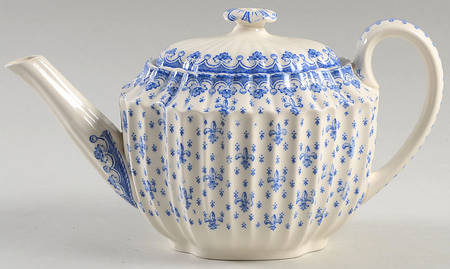Fleur de Lys Blue (Earthenware, No Trim) Mini Teapot & Lid