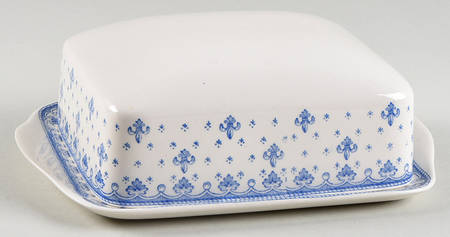 Fleur de Lys Blue (Earthenware, No Trim) Rectangular Covered Butter
