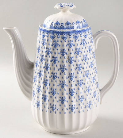 Fleur de Lys Blue (Earthenware, No Trim) Coffee Pot & Lid