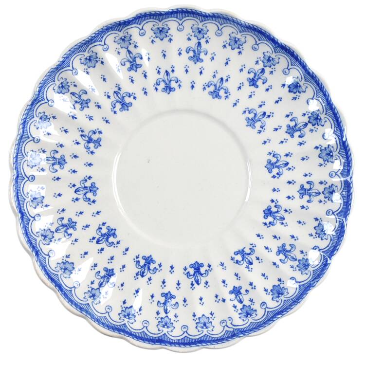 Fleur de Lys Blue (Earthenware, No Trim) Saucer for Flat Cup