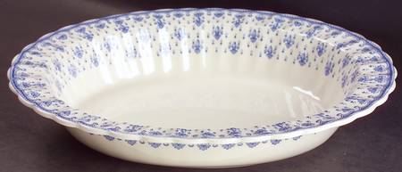 Fleur de Lys Blue (Earthenware, No Trim) 11" Oval Vegetable Bowl