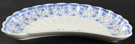 Fleur de Lys Blue (Earthenware, No Trim) Crescent Salad Plate