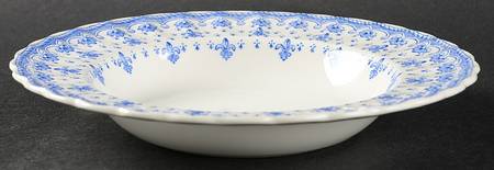 Fleur de Lys Blue (Earthenware, No Trim) Rim Soup Bowl