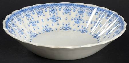 Fleur de Lys Blue (Earthenware, No Trim) Fruit/Dessert (Sauce) Bowl