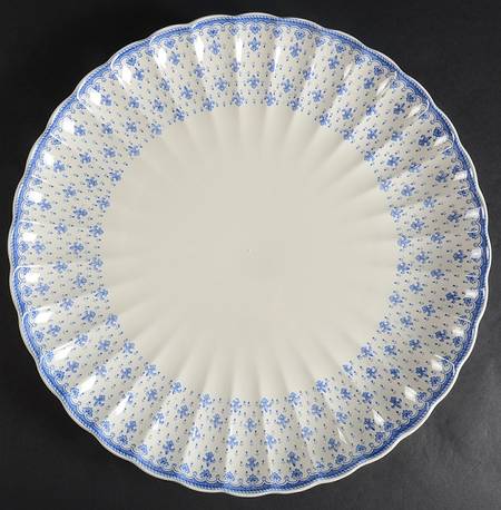 Fleur de Lys Blue (Earthenware, No Trim) 15" Round Torte Plate