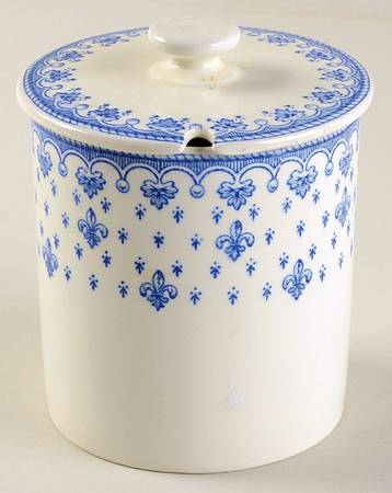 Fleur de Lys Blue (Earthenware, No Trim) Jam/Jelly & Lid