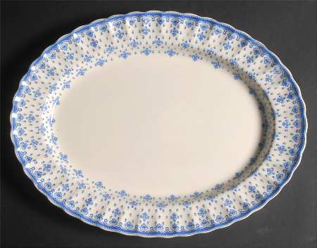 Fleur de Lys Blue (Earthenware, No Trim) 15" Oval Serving Platter