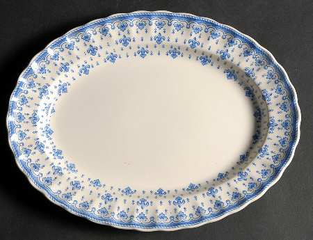 Fleur de Lys Blue (Earthenware, No Trim) 11" Oval Serving Platter