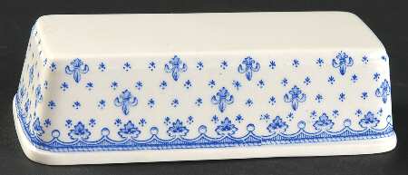 Fleur de Lys Blue (Earthenware, No Trim) Lid for 1/4 Lb Butter