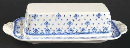 Fleur de Lys Blue (Earthenware, No Trim) 1/4 Lb Covered Butter