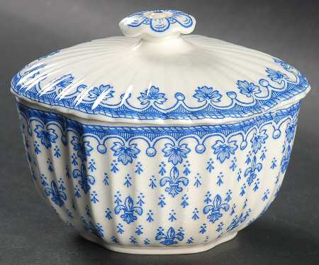 Fleur de Lys Blue (Earthenware, No Trim) Mini Sugar Bowl & Lid