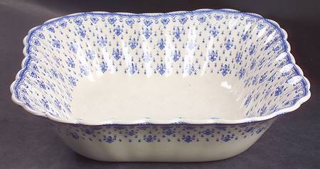 Fleur de Lys Blue (Earthenware, No Trim) 9" Square Vegetable Bowl