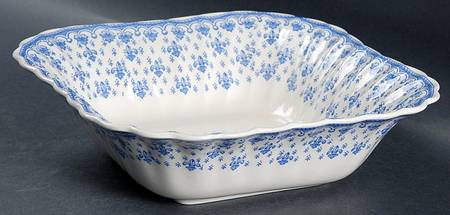 Fleur de Lys Blue (Earthenware, No Trim) 8" Square Vegetable Bowl