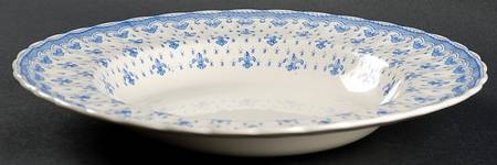 Fleur de Lys Blue (Earthenware, No Trim) Large Rim Soup Bowl