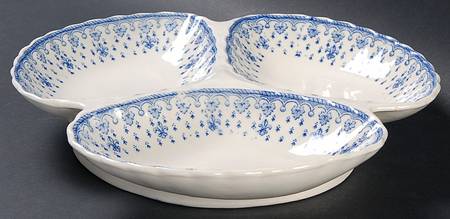 Fleur de Lys Blue (Earthenware, No Trim) 3-Part Relish