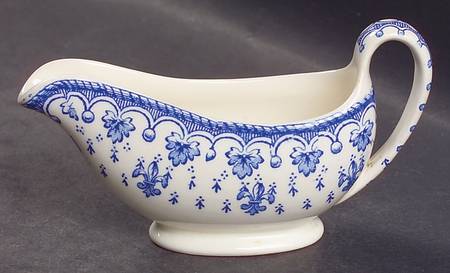Fleur de Lys Blue (Earthenware, No Trim) Individual Gravy Boat