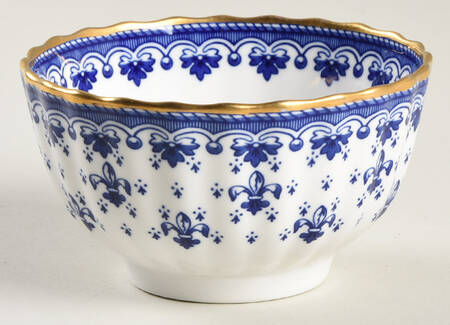 Fleur de Lys Blue (Bone, Gold Trim) Open Sugar Bowl