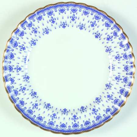 Fleur de Lys Blue (Bone, Gold Trim) Salad Plate