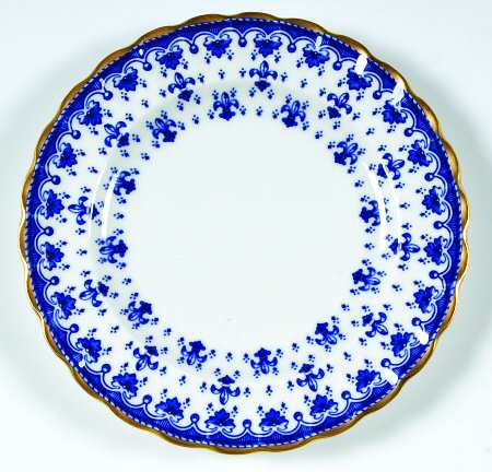 Fleur de Lys Blue (Bone, Gold Trim) Bread & Butter Plate