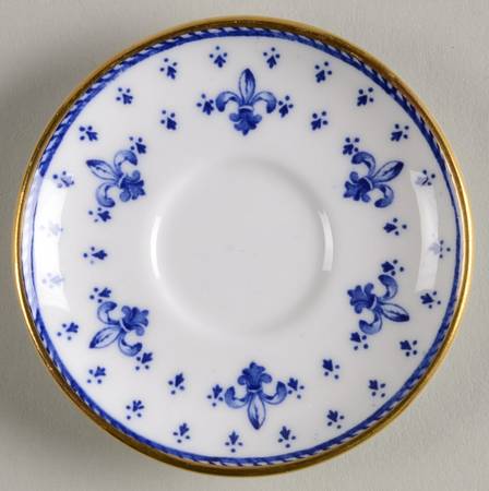 Fleur de Lys Blue (Bone, Gold Trim) Miniature Saucer