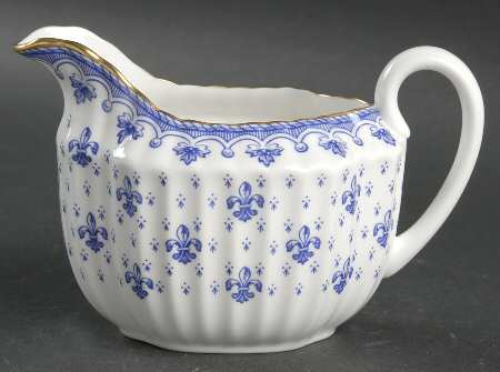 Fleur de Lys Blue (Bone, Gold Trim) Creamer