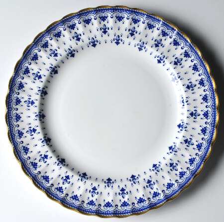 Fleur de Lys Blue (Bone, Gold Trim) Luncheon Plate